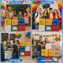 6 Pcs Back to School Decoration Boxes Set First Day of School Balloon Block Deco