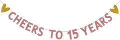 Cheers to 15 Years Banner for 15TH Wedding Anniversary Party Supplies 15 Years O