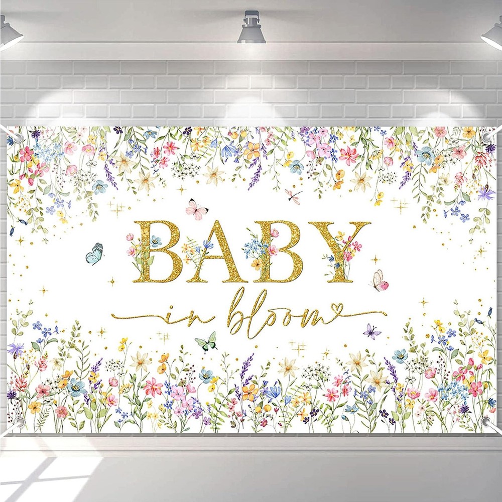 Avezano Baby in Bloom Backdrop Wildflower Baby Shower Party Decorations Water…