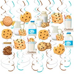 30Pcs Chocolate Chip Cookies And Milk Hanging Swirls Ceiling Streamers Set