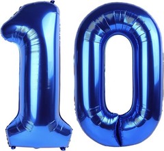 10 Balloons Number, 10th Birthday Decorations for Girl Boys, Dark Blue Birthd…