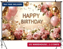 Birthday Backdrop Birthday Banner for Women 71 x 43 Inc Happy Birthday Backdrop