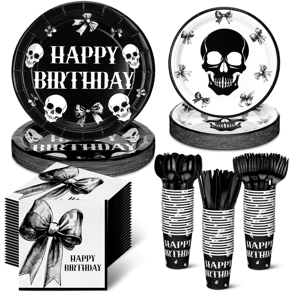 Gothic Birthday Decorations 210 Pcs Tabbed Party Kit Gothic Halloween Happy