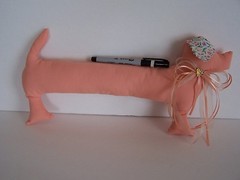 Graduation Birthday Baby Shower Autograph Dog 16″ X 8.5″ Peach Handmade NWOT
