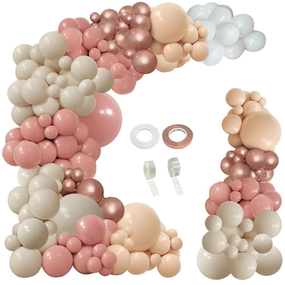 PERPAOL 154pcs Dusty Rose Pink Blush Balloons Garland Arch Kit Baby in Bloom …