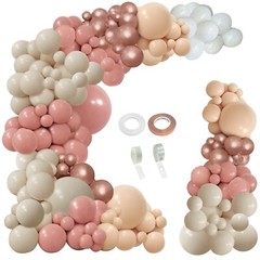 PERPAOL 154pcs Dusty Rose Pink Blush Balloons Garland Arch Kit Baby in Bloom …