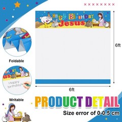 Outus Happy Birthday Jesus Banner Backdrop Christmas Nativity 6×6 ft