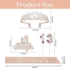 13th Birthday Decorations for Girls, Including 13th Birthday Crown/Tiara, Off…