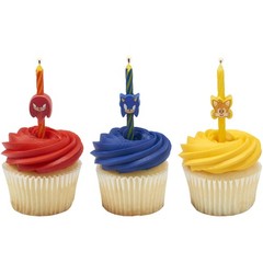 Sonic The Hedgehog Candles Video Game Theme Birthday Cake Decor 6P