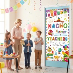 Teacher Appreciation Decorations Door Cover – White 72.8 x 35.4 inches, white