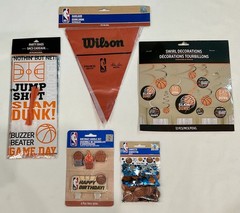 NBA SLAM DUNK PARTY ~ Confetti, 20 Party Bags, Garland, Candles, Swirl Decor NEW