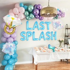 Last Splash Banner Balloons Blue White Coastal Bachelorette Decorations Brida…