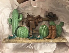 Western Party Decorations Set Multicolor Wood/Paper/Straw Hay Bales Cactus