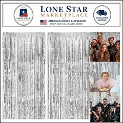 Shimmering Silver Foil Fringe Backdrop Set – Perfect for Festive Gatherings