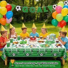 World Cup Soccer Party Decorations – 123PCS Set for 24, Plates, Napkins, Banner