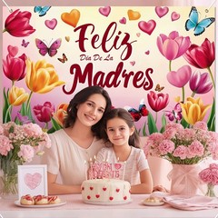 Happy Mothers Day Banner Backdrop Decorations 71 x 43Inch Yujin Flower Butterfly