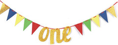 Gold Pink/Silver Blue/Gold Rainbow Burlap Banner 1St Rainbow Party Decoration Fi