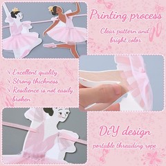 2 Pcs Ballerina Dancer Banner Ballet Dancing Hanging Garland Pink Ballerina P…