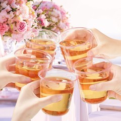 50 Pcs Pink Plastic Cups 12 Oz Disposable Stemless Wine Glasses Cocktail Pink