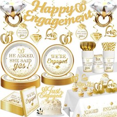 Engagement Party Decorations – He Asked She Said Yes Banner, Foil Balloons, Tabl
