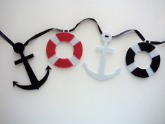 NAUTICAL GARLAND RED WHITE BLUE HANGING PARTY DECORATION OCEAN CRUISE BANNER