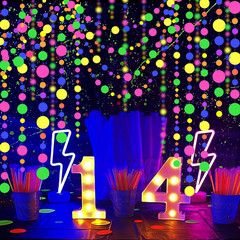 120Feet UV round Dot Paper Neon Garland Neon Streamers Decorations UV Reactive B