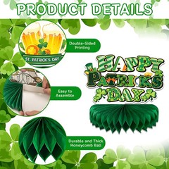 9PCS St Patricks Day Decorations Honeycomb Centerpiece, St Patricks Day Table…