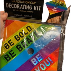 Graduation Cap Decorating Kit LGBTQ+ Pride Rainbow School Party Supply New