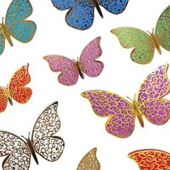 3D Magnetic Multicolour Butterfly Decals Decorations 12pk Insect Bug Party Decor