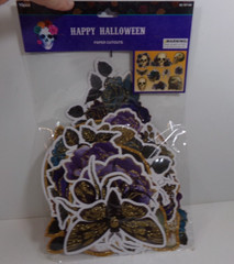 Halloween Silhouettes Cutout Set 10 Pack One Sided Glitter Skulls Spiders Bats