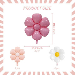 Pink Daisy Flower Party Decorations Set with Happy Birthday Banner Cake Topper 6
