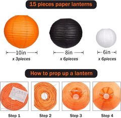 15pcs Paper Lanterns Decorative, Party Supplies for Halloween Thanksgiving Party