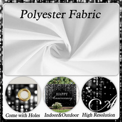 Happy Anniversary Backdrop Black Silver Glitter Marriage Wedding Party