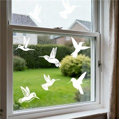 9 Sheets Anti-Collision Window Bird Decals, Protect and Regular, Hummingbird