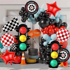 Traffic Light Balloons for Race Car Party Decoration, Red and White Check Balloo