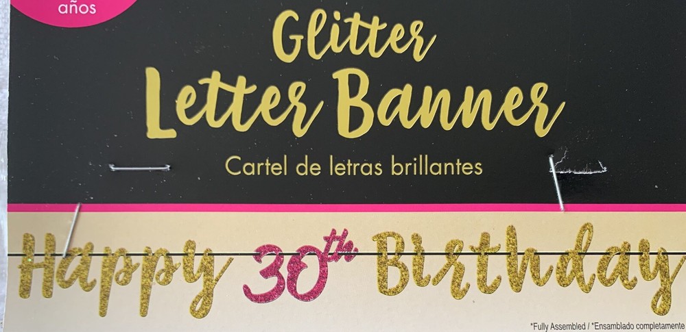 30th Birthday – Cheerful – Glitter Banner – Party Decorations – Happy Birthday