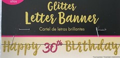 30th Birthday – Cheerful – Glitter Banner – Party Decorations – Happy Birthday