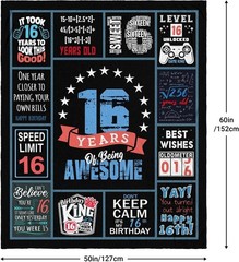 Funny Printed Flannel Throw Blanket – Best 16th Birthday Gift for Boys 60×50”