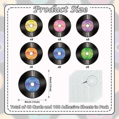 48 Pcs 70s 80s 90s Disco Records Paper Cutouts 100 Pcs Glue Points Decoration