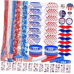 Palonu 146Pcs Patriotic Accessories Including Glasses Necklaces Silicone