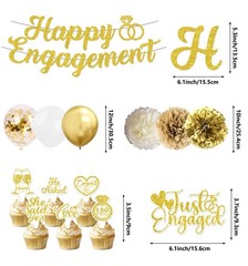Engagement Party Decorations, Just Engaged Decorations, Happy Engagement Banner