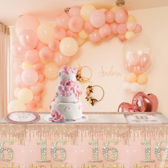 41Pcs 16th Birthday Party Decorations for Girls, Rose Gold Birthday Supplies Inc