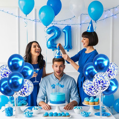 4 Set Blue Balloon Stand Centerpieces for Table,Balloon Table Stand Kit,Blue …
