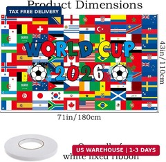 World Cup Backdrop 2026 48 Countries International Flag 43×71 Inch Soccer World