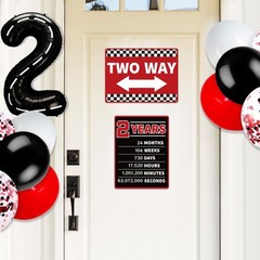 10 PCS Two Fast Birthday Decorations Boys 2nd Race Car Wall Signs Party Props