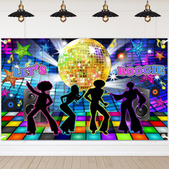 Disco Backdrop Back to 70s 80s 90s Dance Party Decorations Banner Let’s Boogie B