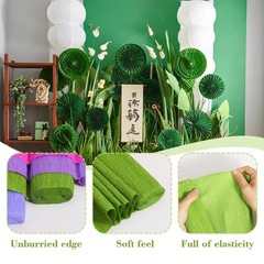 12 Rolls Crepe Paper Sheets 10×98 Inch 50 PCS Green Floral Wire Tapes Set