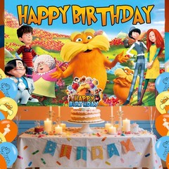 Lorax Happy Birthday Backdrop Lorax Banner Poster for Cartoon Theme Party Dec…