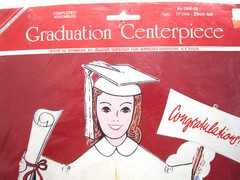 Vintage New Honeycomb Tissue Graduation Girl Centerpiece 11.5” Cutouts Cake Dec
