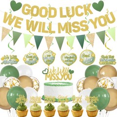 Roetyce Farewell Party Decorations Women Men, Green We Will Miss You Banner C…